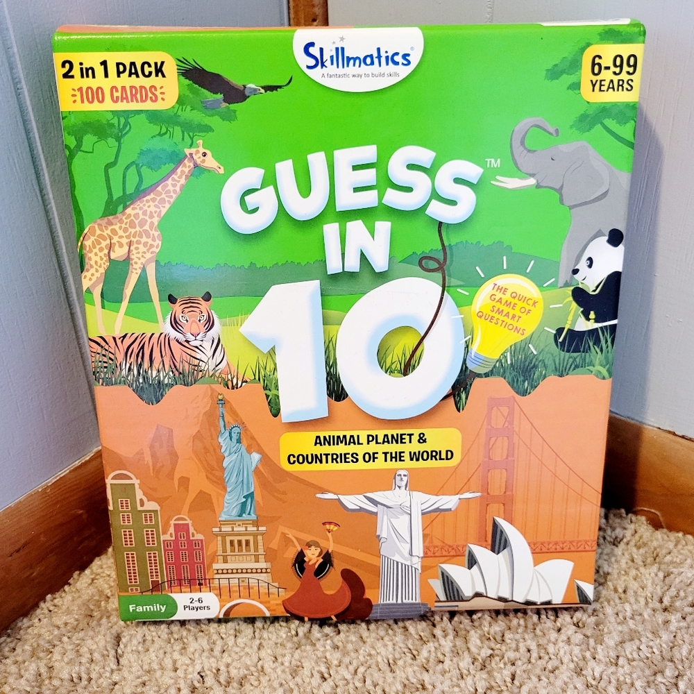 Skillmatics Card Game Guess in 10 2-in-1 pack Animal Planet & Countries